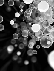 Abstract black and white bubbles. Concept of science, technology, and digital art.