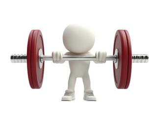 Obraz premium Weightlifting Character with Barbell on Transparent Background