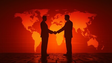 Fototapeta premium Business partnership agreement global context digital art professional environment silhouette view growth strategy