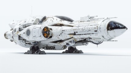 a white space ship with a white background