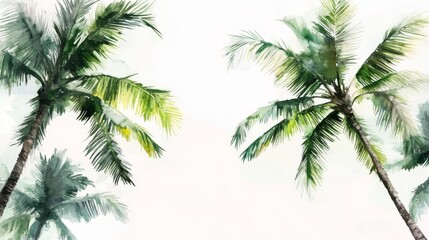 Tropical Palm Trees Watercolor Painting - Lush Green Paradise