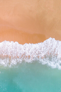 Aerial view of tropical sandy beach and ocean