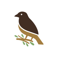 Minimalist Bird on a Branch Illustration. sparrow vector logo design