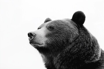 Fototapeta premium Studio photo of a bear isolated against a white background. Wildlife and conservation concept, space for copy.