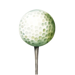 Watercolor Golf Ball on Tee for Photo