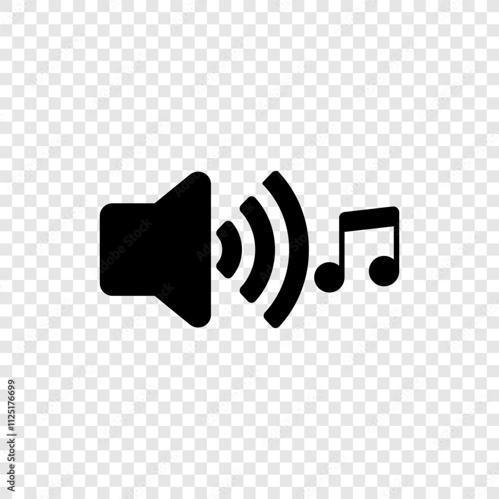 Poster sound simple icon vector. flat design. transparent grid