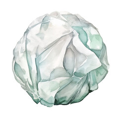 Fototapeta premium Watercolor of A Crumpled Paper Ball with Textured Details on White Background