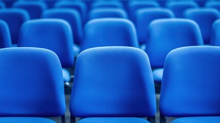 Fototapeta premium Rows of Blue Chairs in Auditorium
