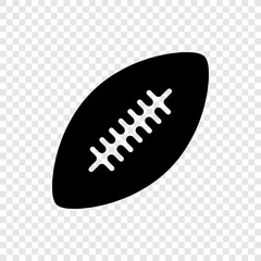 Rugby ball simple icon. Flat design. Transparent grid