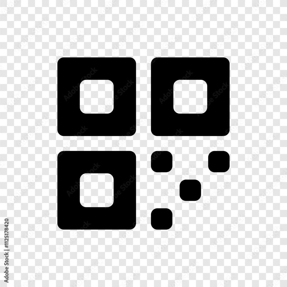 Poster qr code simple icon. flat design. transparent grid