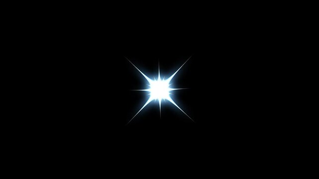 sparkling stars Shine animation.Sparkle Star glowing animation, blinking light effect on transparent background with alpha channel. Glow twinkle movement timeline,energy explosion video.4K