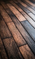 Fototapeta premium Close-Up of Dark Wood Flooring with Detailed Texture and Grain Patterns