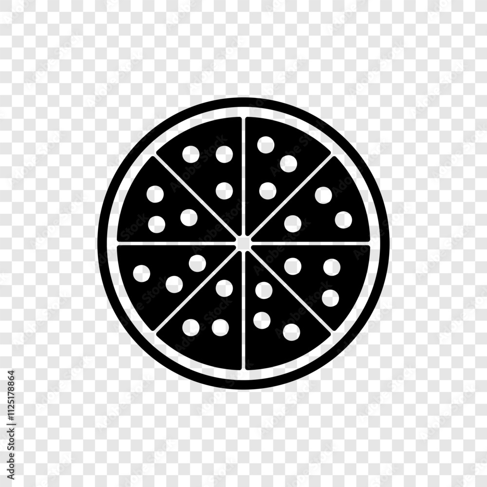 Poster pizza simple icon vector. flat design. transparent grid