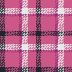 Sale fabric check pattern, structure texture tartan seamless. Ethnicity textile vector plaid background in pink and white colors.