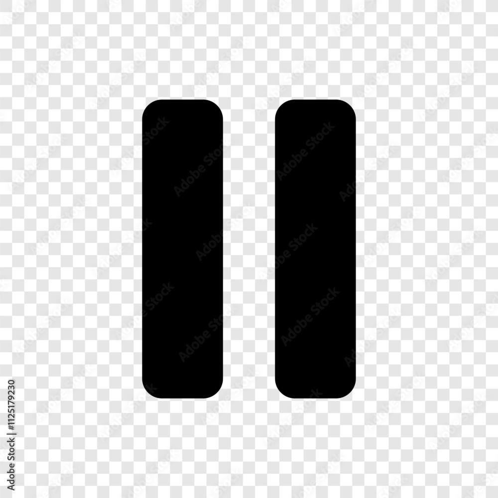 Poster pause simple icon vector. flat design. transparent grid