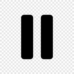 Pause simple icon vector. Flat design. Transparent grid
