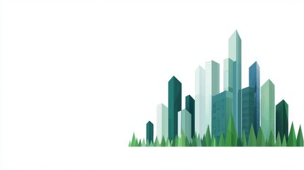 Fototapeta premium Green Energy Efficient Skyscrapers with Rooftops for Sustainable Urban Development