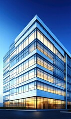 Fototapeta premium Modern Office Building with Glass Facade at Dusk