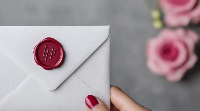 Elegant envelope with a wax seal, perfect for invitations or personal letters.