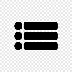 Menu simple icon vector. Flat design. Transparent grid
