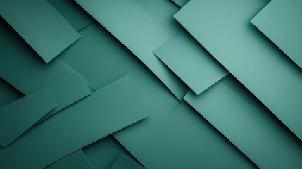 This image features a modern abstract pattern of green geometric rectangular shapes, creating a sense of order and structure, emphasizing symmetry and depth.