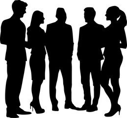 silhouette of office workers are discussing illustration vector
