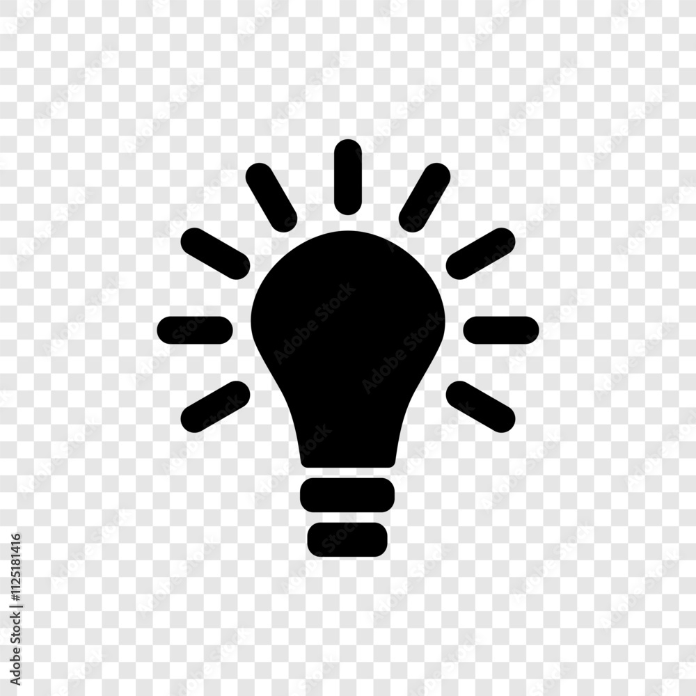 Poster light bulb simple icon. flat design. transparent grid