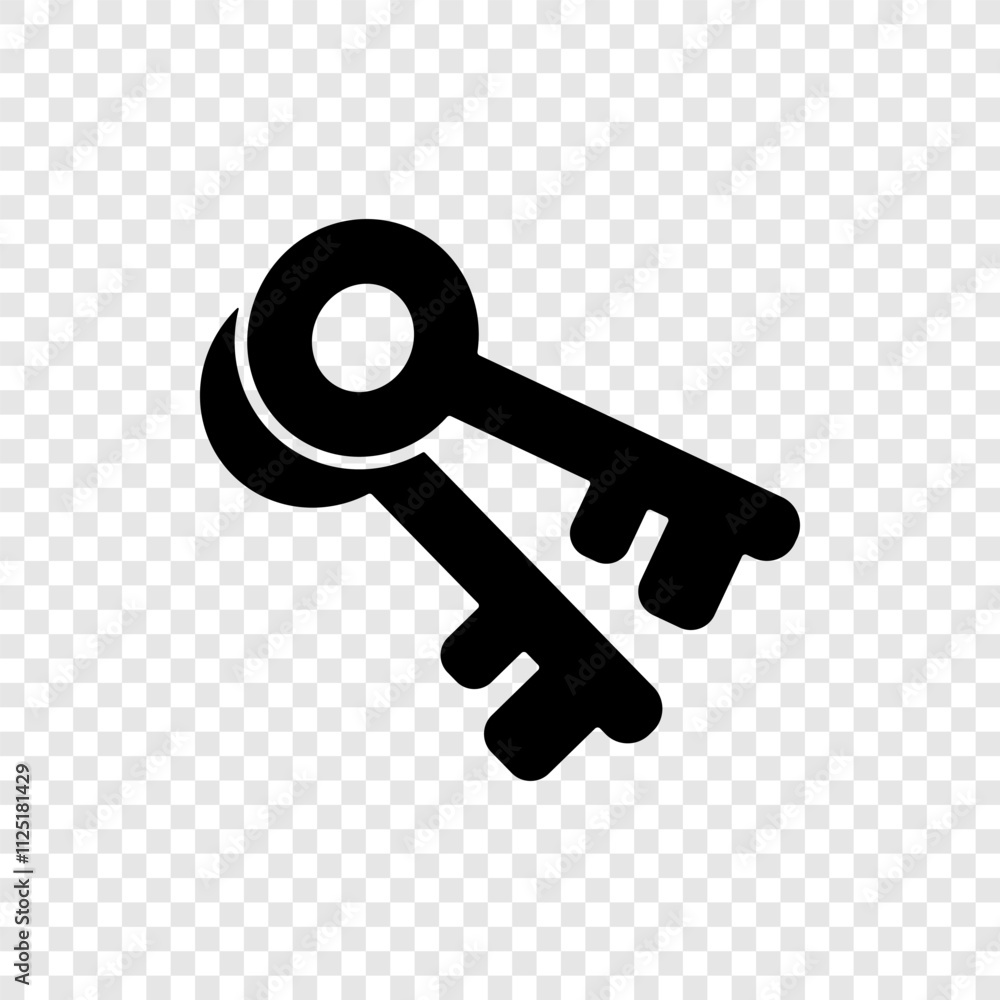 Poster key simple icon vector. flat design. transparent grid
