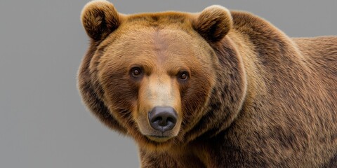 Naklejka premium Studio photo of a bear isolated against a white background. Wildlife and conservation concept, space for copy.