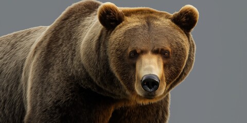 Obraz premium Studio photo of a bear isolated against a white background. Wildlife and conservation concept, space for copy.