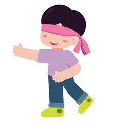 Boy playing hide and seek with blindfolded eyes Illustration