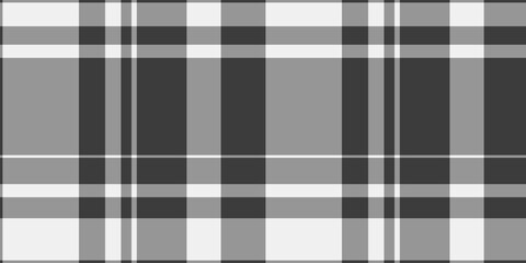 Linear fabric check texture, classical tartan textile vector. Hobby plaid pattern seamless background in vintage gray and grey colors.