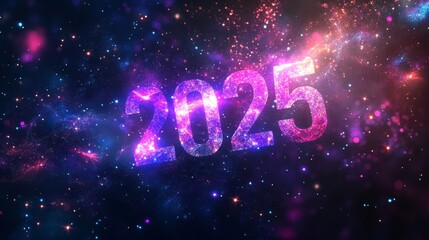 Cosmic 2025: A New Year's Galaxy - Celebrate the arrival of 2025 with this vibrant cosmic image.  Symbolizing hope, innovation, mystery, wonder, and the future.