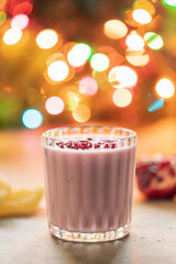 Pineapple pomegranate smoothie in Christmas decor
