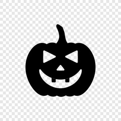 Halloween pumpkin simple icon. Flat design. Transparent grid