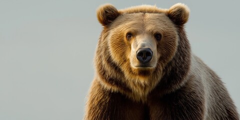 Studio photo of a bear isolated against a white background. Wildlife and conservation concept, space for copy.