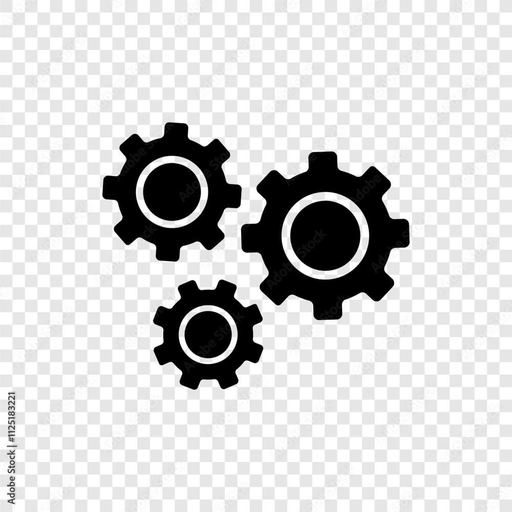 Poster gears simple icon vector. flat design. transparent grid