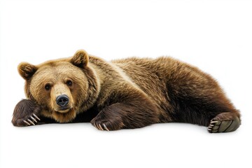 Fototapeta premium Studio photo of a bear isolated against a white background. Wildlife and conservation concept, space for copy.