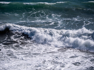 View of a stormy seascape of waves and the Black Sea