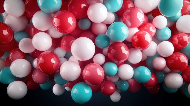 A collection of colorful balloons arranged in a lively, abstract composition, creating a playful and festive atmosphere with a touch of whimsy.