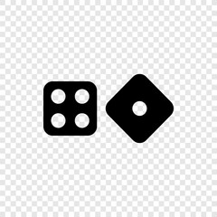 Dices simple icon vector. Flat design. Transparent grid