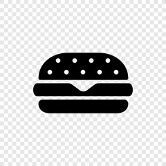 Burger simple icon, vector. Flat design. Transparent grid