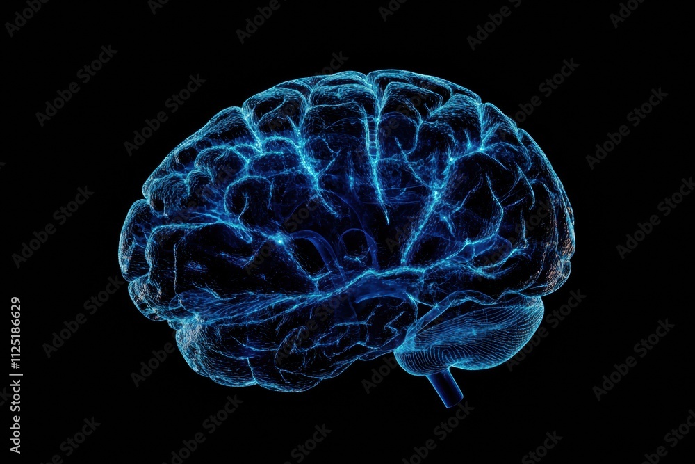 Leinwandbilder intricate details of a brain illuminated by blue neural pathways create a striking visual effect aga