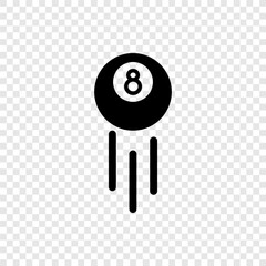 Billiard 8-ball simple icon. Flat design. Transparent grid
