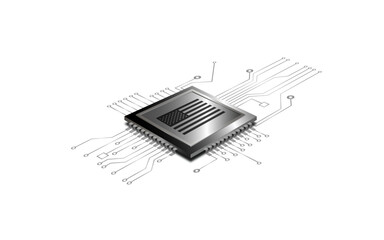 Processor with USA flag on a white background. Technology concept. Vector.