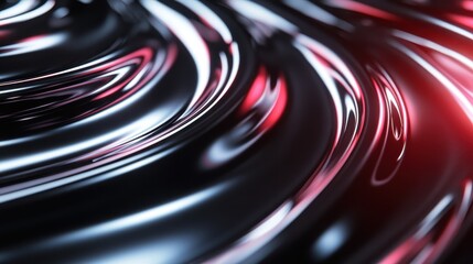 Sleek black and red glossy curves intertwine in a perfect harmony, showcasing a blend of fluid movement and stylish modern art aesthetics.