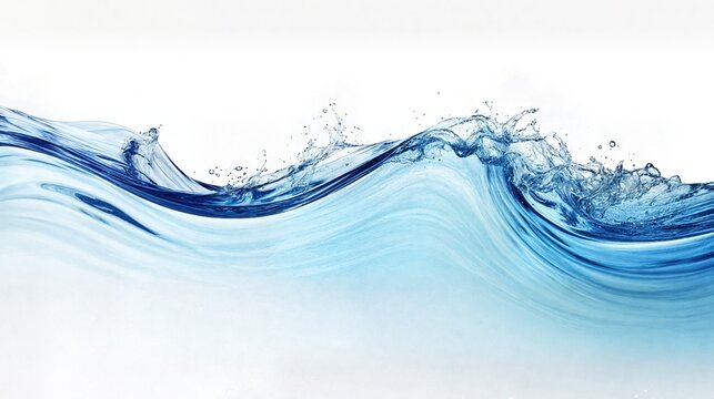 Elegant Blue Water Wave on White Background