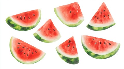 Watermelon Slices: A Vibrant Watercolor Feast