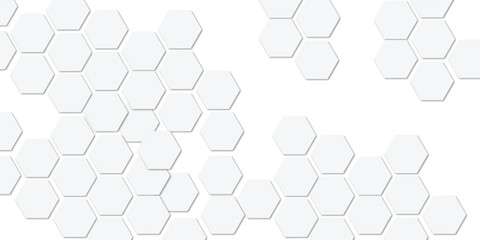 Fototapeta premium Geometric technology white hexagon background. Abstract vector illustration Science technology and medical concept hexagon on transparent background