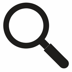 Black Silhouette Magnifying Glass Vector Art Illustration